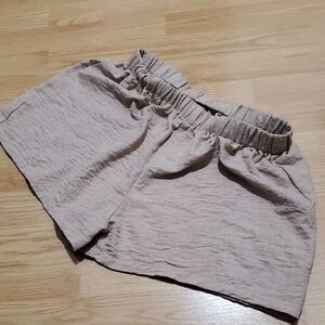 SHEIN Light Beige High-Waist Elastic Shorts Size 12 XL Summer Beach Fun Sports